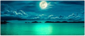 Tablou - Luna plină deasupra apei (120x50 cm)