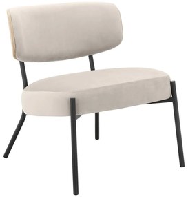 Fotoliu cu taburet crem cu tapițerie din catifea Jerry – Støraa