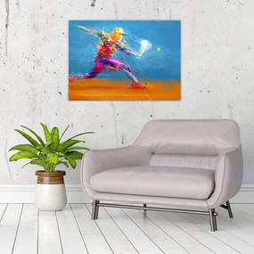 Tablou pe sticlă - Jucător de tenis pictat (70x50 cm)