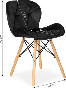 Set de 4 scaune din catifea negru