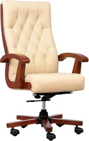Scaun lemn masiv crem Toronto Model T1 Coniac - Piele