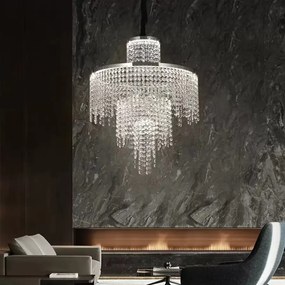 Candelabru LED Cristal cu Telecomanda, 59W Argintiu
