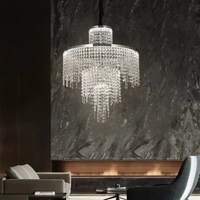 Candelabru LED Cristal cu Telecomanda, 59W Argintiu