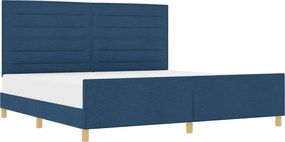 vidaXL Cadru de pat cu headboard albastru 200 x 200 cm țesătură