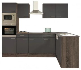 Mobilă de bucătărie de colț Yorki 280, corp stejar Yorki, față antracit satinat