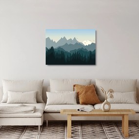Tablou pe sticlă - Munții cu privirea graficeanului (70x50 cm)
