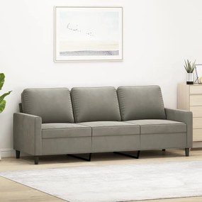 348755 vidaXL Canapea cu 3 locuri, gri deschis, material 180CM catifea