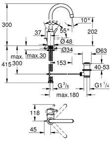 GROHE 32629002 - Baterie pentru lavoar CONCETTO, mărime L, crom lucios