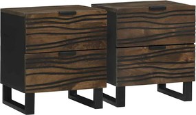 vidaXL Dulap de noapte cu sertar 2 pcs castan 40 x 33 x 46 cm