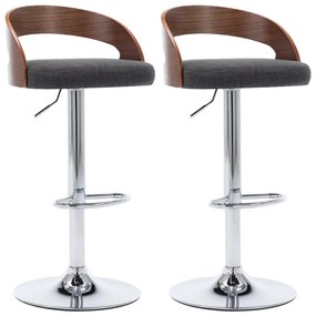 283146 vidaXL Scaune de bar 2 buc. gri închis, material textil & lemn curbat