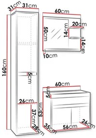 Mobilier baie Garmana (matera + breslau castan) (cu baterie Economico BYU 020M și sifon). 1103936