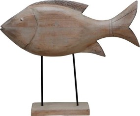 Decoratiune in forma de peste, din lemn reciclat, H51 Wooden Fish