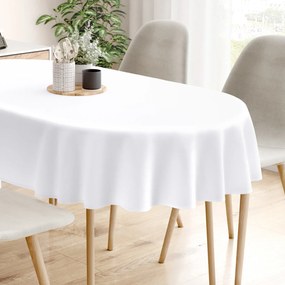 Goldea față de masă decorativă rongo deluxe - alb cu luciu satinat - ovală 120 x 160 cm