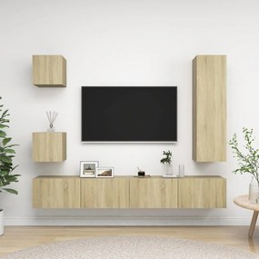 vidaXL Set de dulapuri TV, 5 piese, stejar sonoma, lemn prelucrat