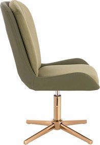 HR690CROSS Scaun Velvet&amp;soft Piele Pu Măsline/Khaki Bază Aurie