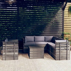 3061911 vidaXL Set mobilier grădină din paleți cu perne, 7 piese, lemn molid