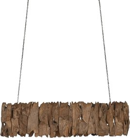 Lustră suspendată din lemn de tec lucrat manual și metal, natur și negru, 40 x 160 x 30 cm, „Pierrefonds”