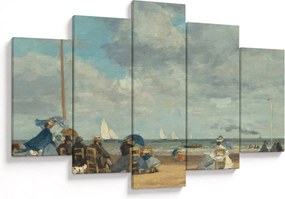 Tablou - Eugène Boudin, Beach  at Trouville, reproducere (150x105 cm)
