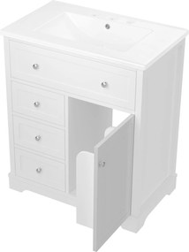 Dulap de baie cu lavoar, 76x46x87 cm, Alb