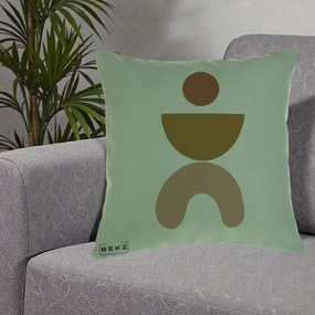 Perna Decorativa Geometric Boho Disc si Arc, 40x40 cm, Verde, Husa Detasabila, Perna Inclusa, BEKZ®