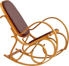 Scaun balansoar rustic MAX BIS PLUS, maro inchis/stejar auriu, piele e