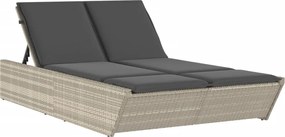 vidaXL Șezlong dublu cu perne, gri deschis, poliratan