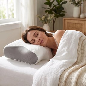Perna cervicala ortopedica CERVI-SAN Bambus, memory foam infuzat antibacterian