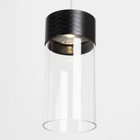 Pendul LED metal negru si sticla Fusion