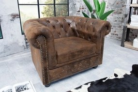 Fotoliu clasic stil englezesc Chesterfield maro antic