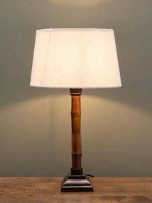 Lampa de masa, din lemn de bambus, cu abajur din in, Henonis