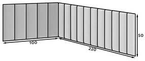 Set 16 panouri tapițate Quadra 100x220x50 cm (mentol). 1051978