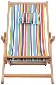 43998 vidaXL Scaun de plajă pliabil, multicolor, textil și cadru din lemn