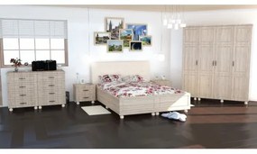 Dormitor Dynasty MDF Sonoma cu pat pentru saltea 180x200 cm