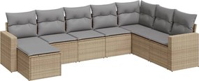 vidaXL Set canapele de grădină, 8 piese, cu perne, bej, poliratan