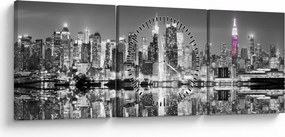 Tablou - New York și zgârie-norii mov (cu ceas) (90x30 cm)