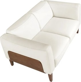 Canapea 2 locuri eleganta tapitata in piele alba, design LUX Arawan