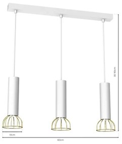 Lustră pe cablu DANTE 3xGU10/25W/230V alb/aurie