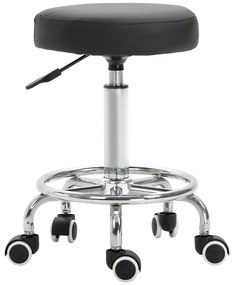 Vinsetto Taburet cu roți, taburet de masaj cu înălțime reglabilă 50-64 cm și șezut căptușit, pivotant 360°, negru | Aosom Romania