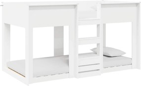 vidaXL Pat Etajat pentru Copii Alb 75 x 190 cm Lemn compozit