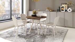 Mazzoni ALDO Nuc Elegant/picioare bej - MASĂ ROTUNDĂ EXTENSIBILĂ CU PICIOARE ÎN FORMĂ DE Y STIL LOFT PENTRU SALON/SUFRAGERIE