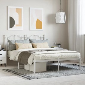353489 vidaXL Cadru de pat metalic cu tăblie, alb, 140x200 cm