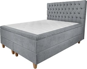 Pat matrimonial, Stockholm, Chester E, 160x200 cm, saltea tip Pocket, topper memory, Gri