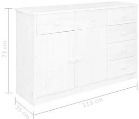 Servanta cu 6 sertare, alb, 113x35x73 cm, lemn masiv de pin 1, Alb