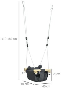 AIYAPLAY Leagăn pentru Bebeluși cu Înălțime Reglabilă pentru Copii de 9-36 Luni 40x40x110-180 cm Gri și Lemn | Aosom Romania