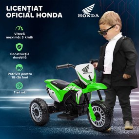 HOMCOM Motocicletă Electrică pentru Copii 6V Honda CRF450RL Licențiată Verde 3 Roți 18-36 Luni | Aosom Romania