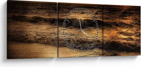 Tablou - Valuri la mal (cu ceas) (90x30 cm)