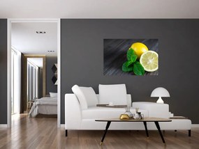 Tablou cu lămâie și mentă pe masă (90x60 cm)