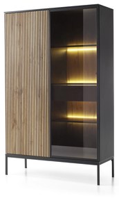 Vitrină Silvano WTSZ104 (Negru + Stejar wotan) (cu iluminat LED). 1062589
