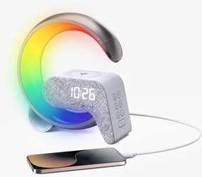 Lampă LED RGB dimabilă cu ceas deșteptător și încărcare Qi Immax 08987L 30W/230V argintiu