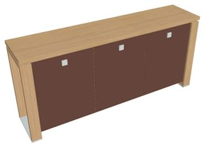 Dulap mic Verno+ S 200 x 46 x 90 cm, uși de sticlă, stejar deschis / maro